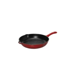 CHASSEUR Poêle-gril en Fonte rond 25 cm Rouge Outlet