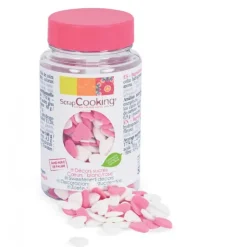 SCRAPCOOKING Pot de décors en sucre - Coeurs rose & blanc 50g New