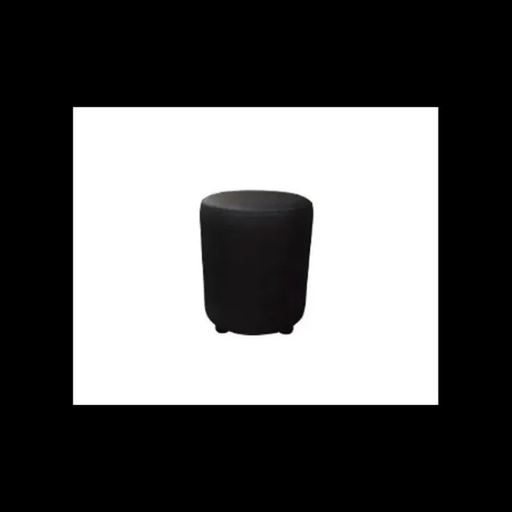 2IMAHL Pouf Rond en Simili Cuir Noir Lisbonne Best