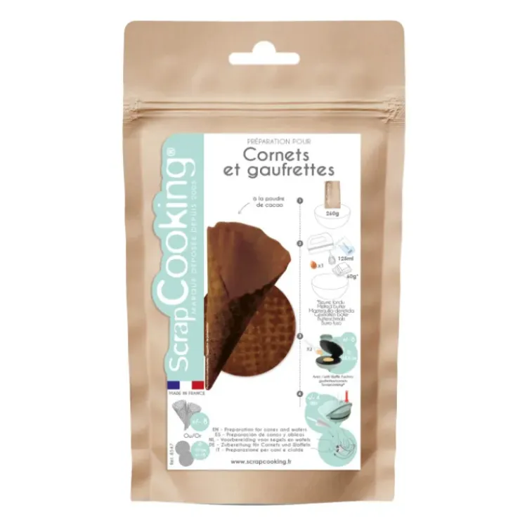 SCRAPCOOKING Préparation pour Gaufrettes et Cornets Chocolat 260 g Sale