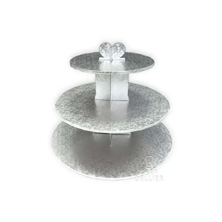 GATODECO Présentoir Argenté Cupcakes 3 Etages Ronds Gatodéco Clearance