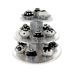 GATODECO Présentoir Argenté Cupcakes 3 Etages Ronds Gatodéco Clearance