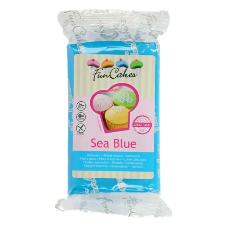FUNCAKES Pâte à Sucre Bleu Mer 250g Best