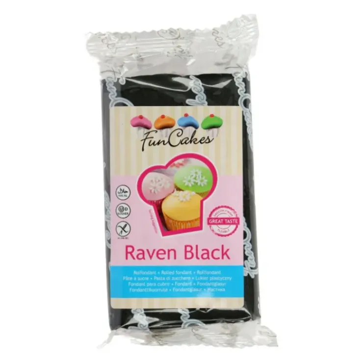 FUNCAKES Pâte à Sucre Noir Corbeau 250g Sale