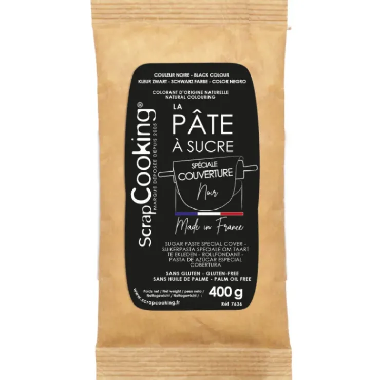 SCRAPCOOKING Pâte à Sucre Noir Spéciale Couverture 400 g New