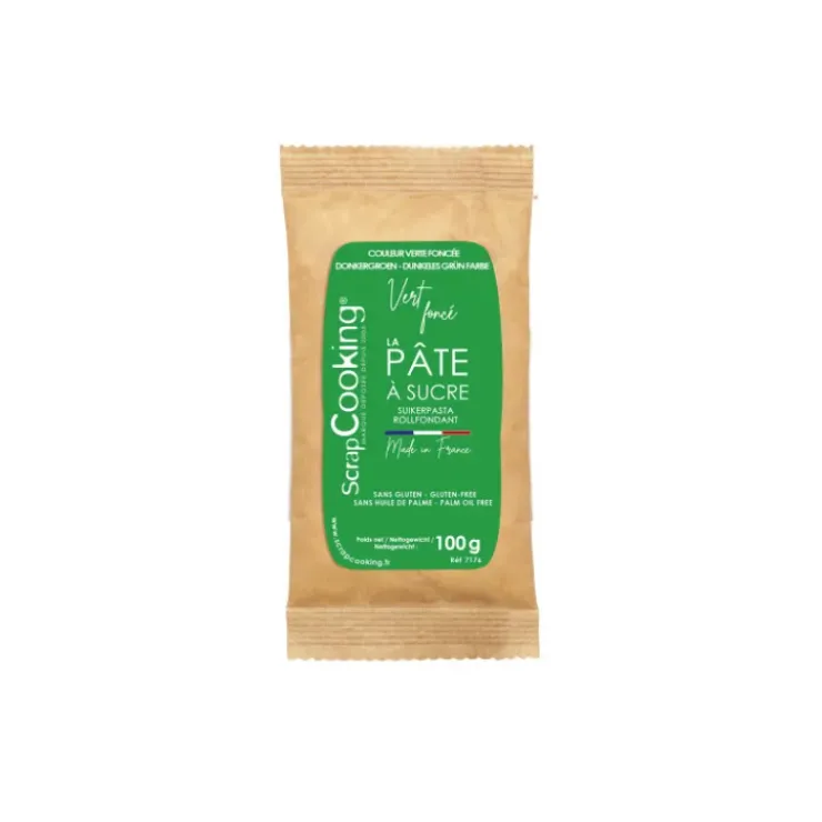 SCRAPCOOKING Pâte à Sucre Vert Foncé 100 g New