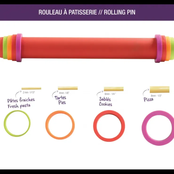 MASTRAD Rouleau à Pâtisserie ajustable rouge 41 cm New