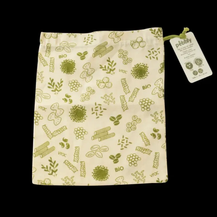 PEBBLY Sac à Vrac Coton Bio Vert 25 x 30 cm Online