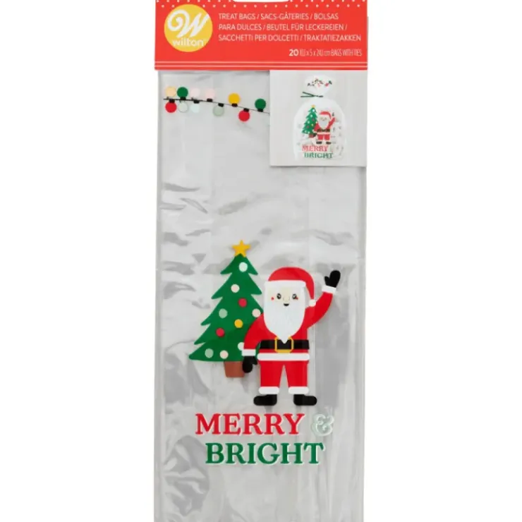 WILTON Sachet Bonbon Père Noël 11 x 23,5 cm avec Attaches Sachet (x20) Clearance
