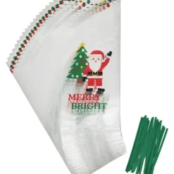 WILTON Sachet Bonbon Père Noël 11 x 23,5 cm avec Attaches Sachet (x20) Clearance