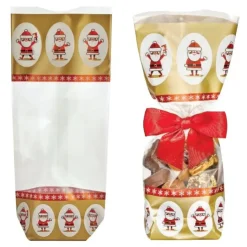 CUISINEADDICT Sachet Confiserie Doré 14x30,5cm Père-Noël (x100) New