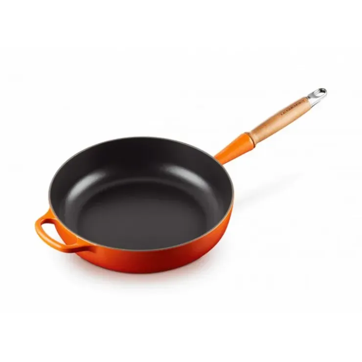 LE CREUSET Sauteuse en Fonte 28 cm Volcanique avec Manche en Bois Signature Discount