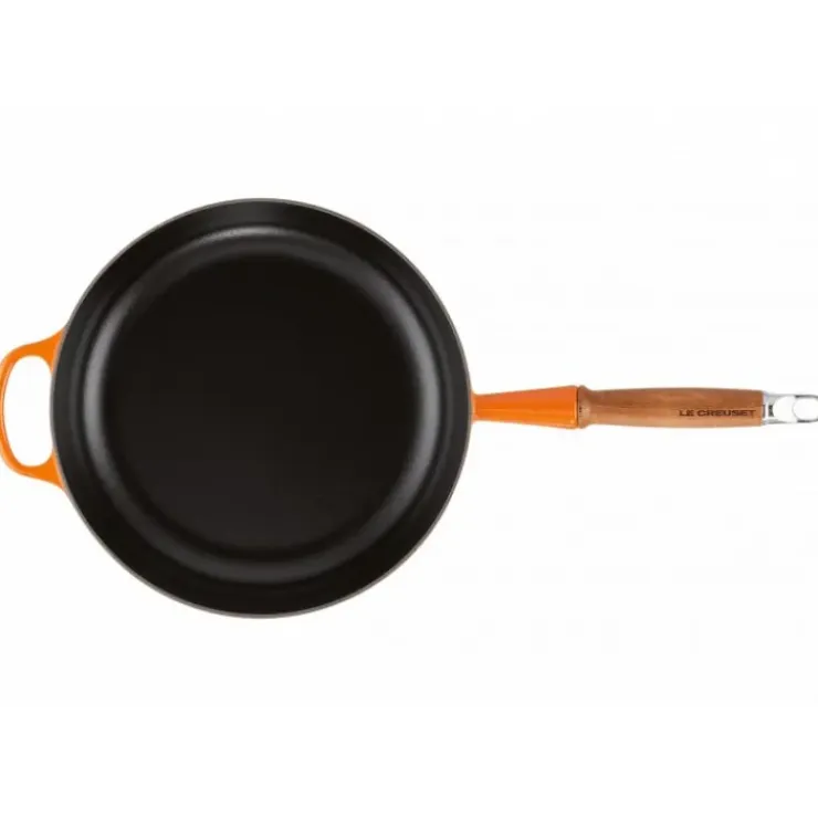 LE CREUSET Sauteuse en Fonte 28 cm Volcanique avec Manche en Bois Signature Discount