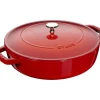 STAUB Sauteuse en Fonte Chistera 28 cm Rouge Cerise Sale