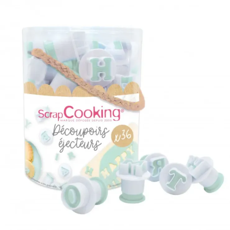 SCRAPCOOKING Seau 36 découpoirs éjecteurs lettres et chiffres Clearance