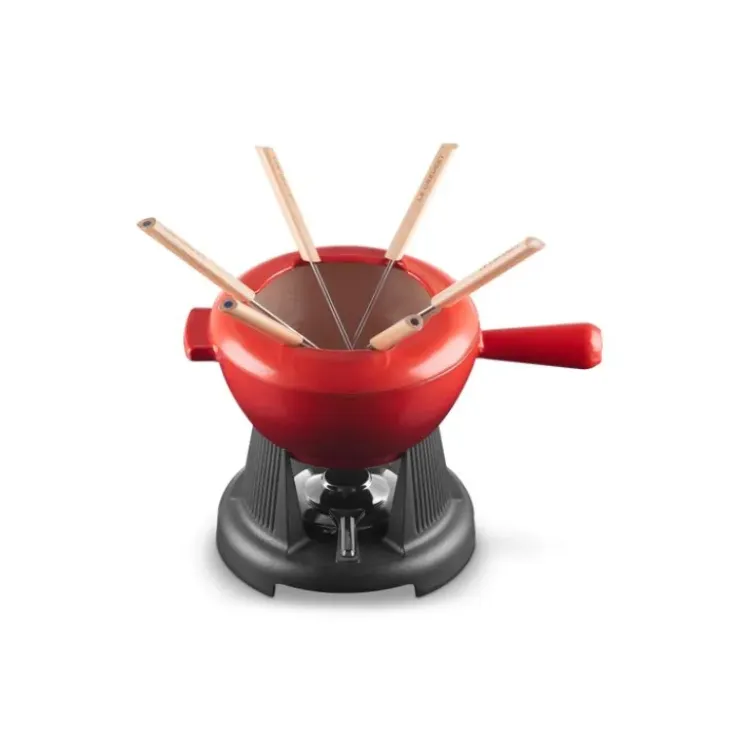 LE CREUSET Service à fondue manche fonte Cerise (rouge) Hot