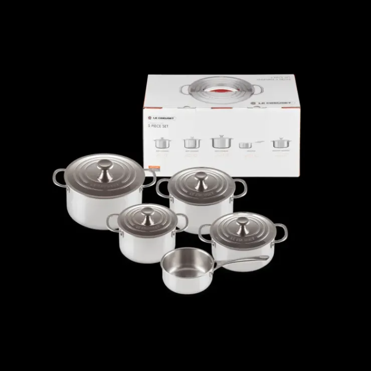 LE CREUSET Set 5 Pièces Cocottes Inox Signature Best