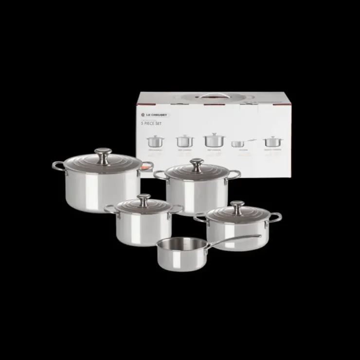 LE CREUSET Set 5 Pièces Cocottes Inox Signature Best