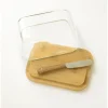 PEBBLY Set Beurrier en Verre et Bambou New