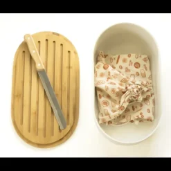 PEBBLY Set Boîte à Pain Métal et Bambou 4 Pièces Clearance