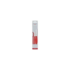 VICTORINOX Set Couteau d'Office, Couteau à Tomate et Epluche Légumes Rouge Swiss Classic Hot
