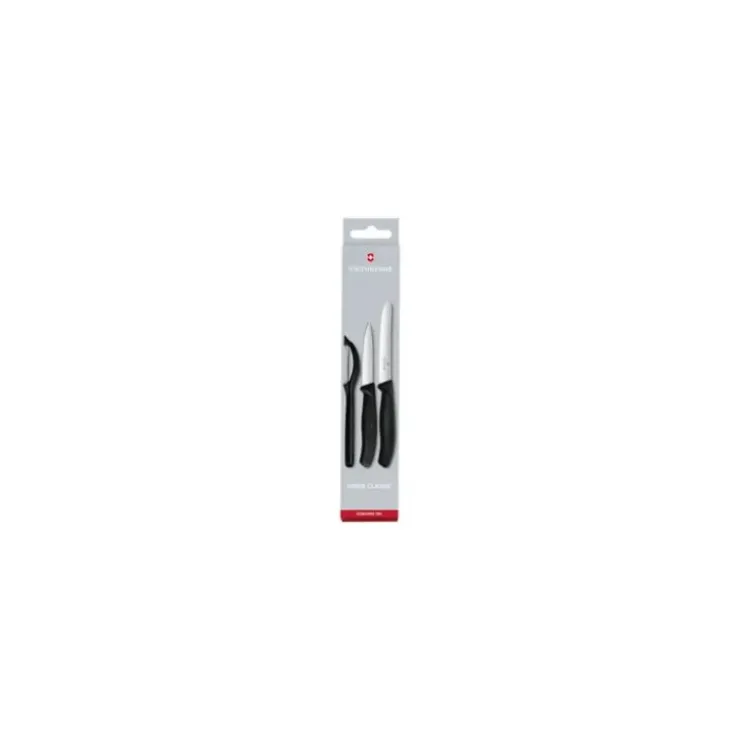 VICTORINOX Set Couteau d'Office, Couteau à Tomate et Epluche Légumes Noir Swiss Classic Clearance