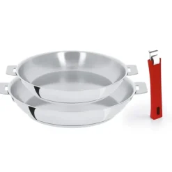 CRISTEL Set de 2 Poêles Inox avec Poignée Framboise Mutine Amovible