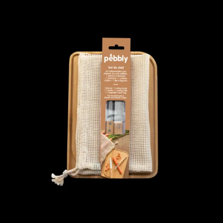 PEBBLY Set Planche à Découper Bambou 4 Pièces Outlet