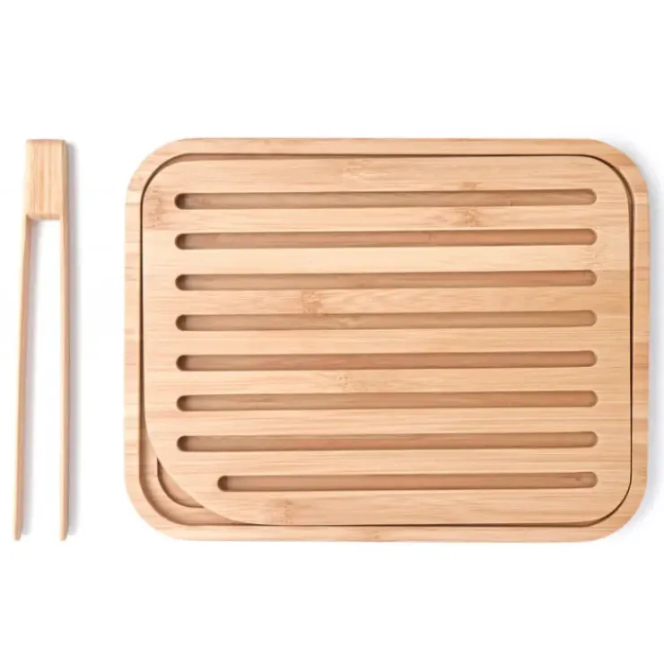 PEBBLY Set Planche à Pain 26 x 20 cm + Pince à Toast Bambou Online