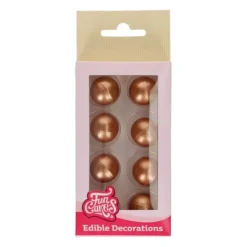 FUNCAKES Sphère en Chocolat Bronze 2 cm (x8)