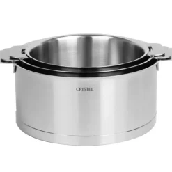 CRISTEL Série de 3 Casseroles + Poignée Zenith Amovible Inox Hot
