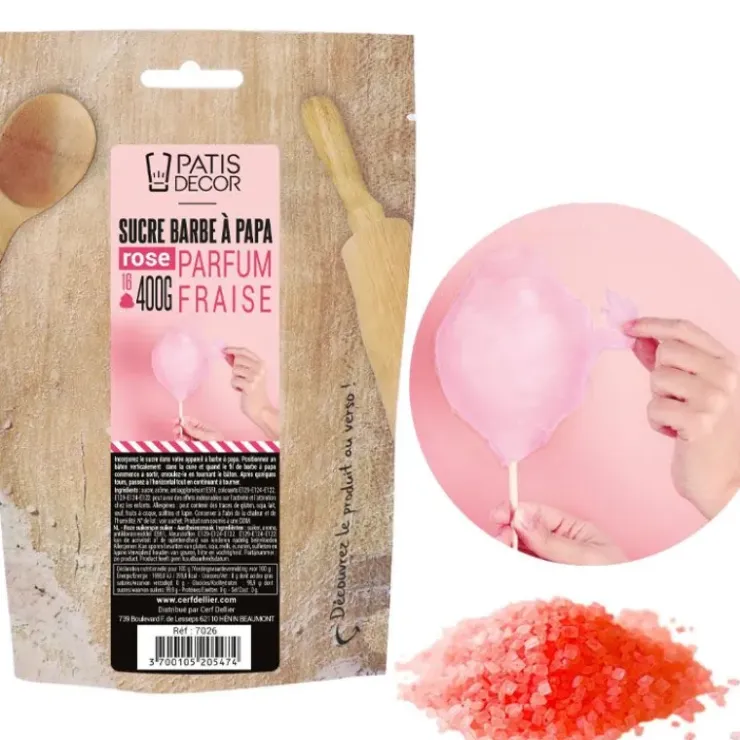 PATISDECOR Sucre Barbe à Papa Fraise 400 g Patisdécor Best