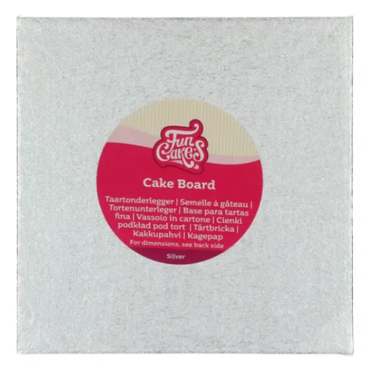 FUNCAKES Support Gâteau Carré 22,5 x 0,4 cm Argenté Hot