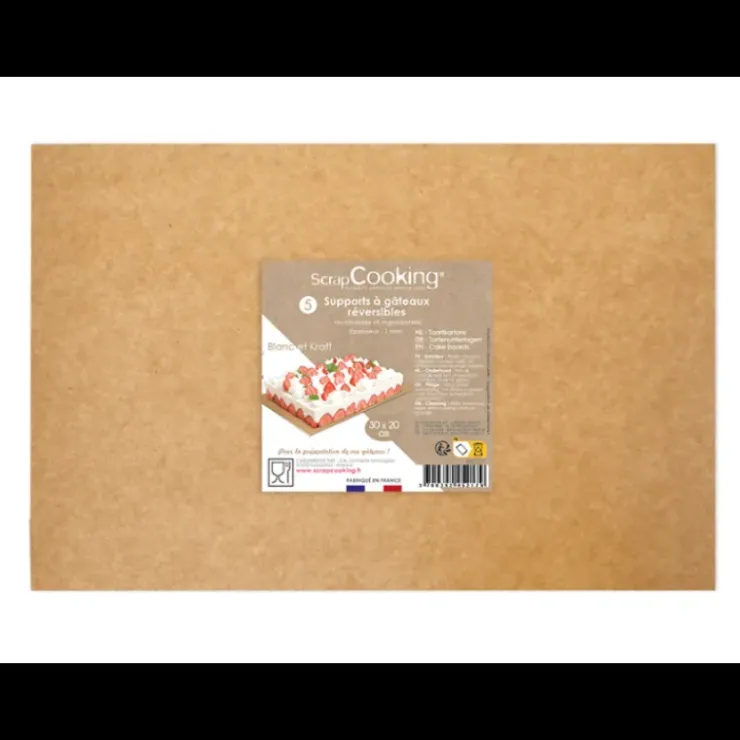 SCRAPCOOKING Supports à Gâteaux Kraft et Blanc 20 x 30 cm (x5) Outlet