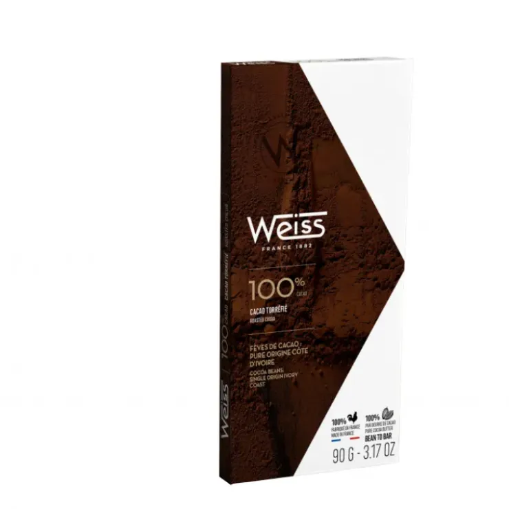 WEISS Tablette de Chocolat Noir 100% Cacao 90 g Discount