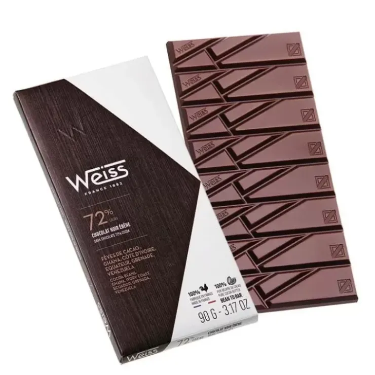 WEISS Tablette de Chocolat Noir Ebène 72% 90 g