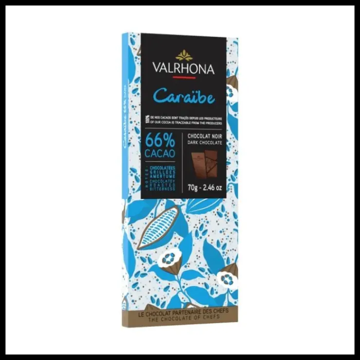 VALRHONA Tablette de Chocolat Noir Caraïbe 66% 70 g Sale