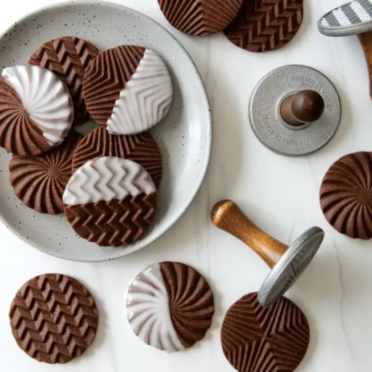 NORDIC WARE Tampons à Biscuits et Cookies Ronds Geo (x3) New