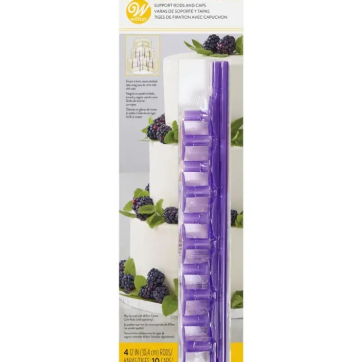 WILTON Tiges pour Pièce Montée (x4) et Capuchons (x10) Hot
