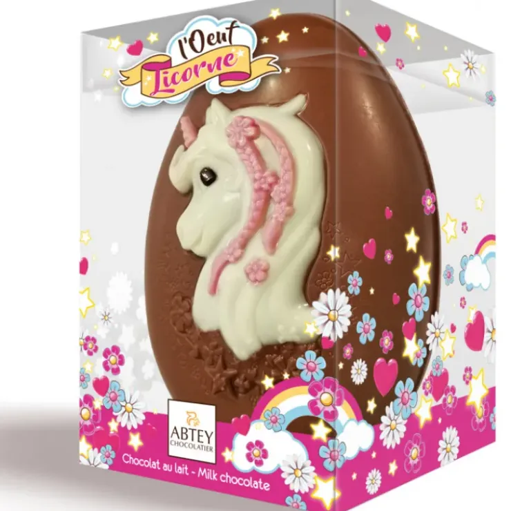ABTEY Œuf Licorne Chocolat Au Lait 14cm 120g Discount