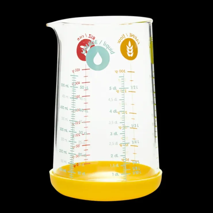 PEBBLY Verre Doseur en Verre et Silicone 500 ml Jaune Best
