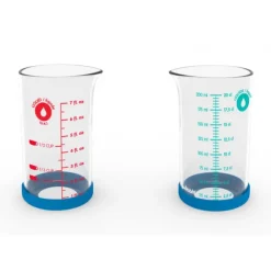 PEBBLY Verre Doseur en Verre et Silicone 200 ml Bleu New