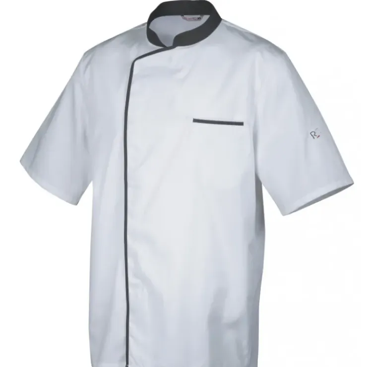 ROBUR Veste de Cuisine Mixte Blanche/Parement Gris ENERGY T.0