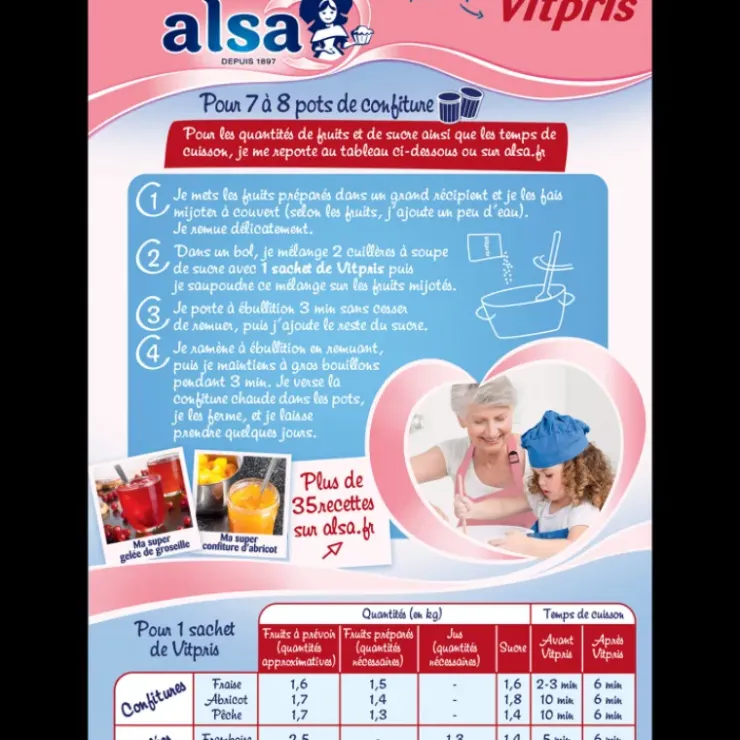 ALSA Vitpris Pectine de fruits pour confitures 188g Outlet